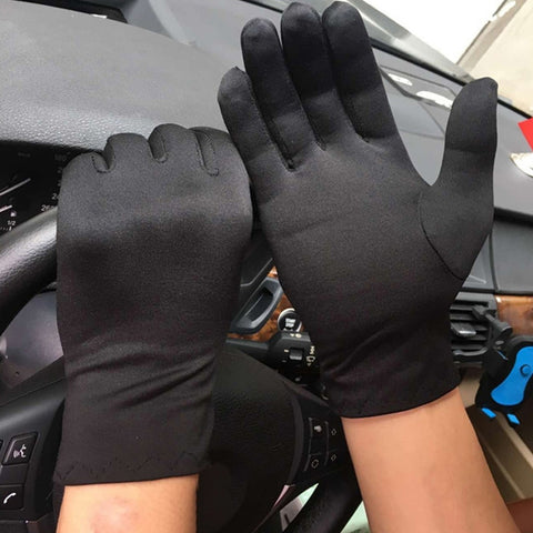 Spring Summer Spandex Gloves Women Men Black White Etiquette Short Gloves Thin Sports Driving Sun Protection Five Fingers Gloves