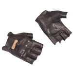 1Pair Men Synthetic Leather Glover Outdoor Black Soft Leather Driving Motorcycle Biker Fingerless Gloves Male Punk PU Glover Hot