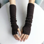 Knitted Long Fingerless Mittens Glove Arm Warmer Stretchy Mitten Unisex Crochet Half Finger Long Gloves Hot Selling