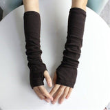 Knitted Long Fingerless Mittens Glove Arm Warmer Stretchy Mitten Unisex Crochet Half Finger Long Gloves Hot Selling