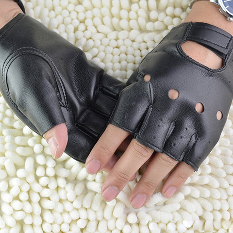 Punk Gloves Fingerless Gloves Sport Driving Outdoor PU Leather