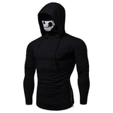 Long Sleeve Men's Hoodies with Skeleton Print Mask Black Gray Elasticity Coat  Moto Biker Style Cool Sweatshirts Men Hoodies