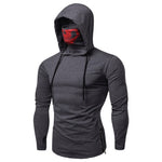 Long Sleeve Men's Hoodies with Skeleton Print Mask Black Gray Elasticity Coat  Moto Biker Style Cool Sweatshirts Men Hoodies