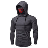 Long Sleeve Men's Hoodies with Skeleton Print Mask Black Gray Elasticity Coat  Moto Biker Style Cool Sweatshirts Men Hoodies