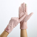 Howfits Driving Summer Sunscreen Gloves Women Drive Girls Lady Thin Cotton Decent Lace Sun UV Resistant Touch Screen Gloves