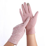 Howfits Driving Summer Sunscreen Gloves Women Drive Girls Lady Thin Cotton Decent Lace Sun UV Resistant Touch Screen Gloves