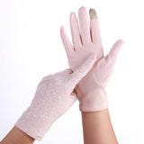 Howfits Driving Summer Sunscreen Gloves Women Drive Girls Lady Thin Cotton Decent Lace Sun UV Resistant Touch Screen Gloves