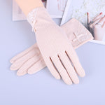 Howfits Driving Summer Sunscreen Gloves Women Drive Girls Lady Thin Cotton Decent Lace Sun UV Resistant Touch Screen Gloves