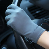 Ladies Ice Silk Sunscreen Gloves Thin Spring Autumn Non-Slip Breathable Summer Driving Gloves Female SZ036