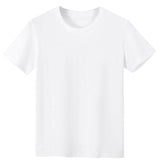 Pure White Men'S Summer T-Shirt Male Cotton Polyester Short Sleeve Round Neck Summer Double Stitched Sleeves And Hem 1 Pcs