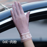 Sunscreen gloves non-slip lace ice silk gloves sexy female thin section summer UV touch screen driving long gloves 03K