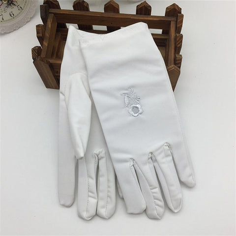 women's Sunscreen Gloves Fashion Female Short Embroidered Sunscreen Skin Care Spring And Autumn Elastic Thin Gloves