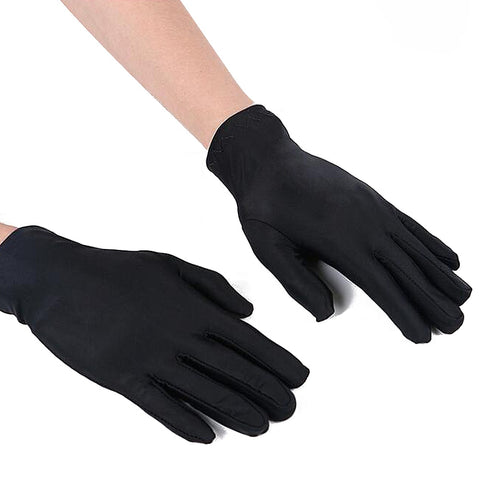 Hot Sales 1 Pair Spring Summer Spandex Gloves Men Black White Etiquette Thin Stretch Gloves Sports Driving Five Fingers Gloves