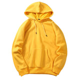 New Autumn Winter Clothes Fashion Yellow Men Hooded Casual Sweatshirt Solid Color Harajuku Fleece Europe Style Loose Pullover