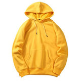 New Autumn Winter Clothes Fashion Yellow Men Hooded Casual Sweatshirt Solid Color Harajuku Fleece Europe Style Loose Pullover