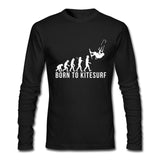 New Design Men's tee shirts Born to Kitesurf New Long Sleeve 3d Crew Neck Tee tshirts Organic Cotton Low Price T-shirts For Male