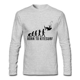 New Design Men's tee shirts Born to Kitesurf New Long Sleeve 3d Crew Neck Tee tshirts Organic Cotton Low Price T-shirts For Male