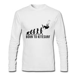 New Design Men's tee shirts Born to Kitesurf New Long Sleeve 3d Crew Neck Tee tshirts Organic Cotton Low Price T-shirts For Male