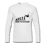 New Design Men's tee shirts Born to Kitesurf New Long Sleeve 3d Crew Neck Tee tshirts Organic Cotton Low Price T-shirts For Male