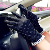 Women's Fashion Cotton Summer Gloves Lace Patchwork Gloves Anti-skid Sun Protection Driving Short Thin Gloves Dot Women Gloves