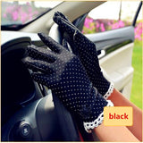 Women's Fashion Cotton Summer Gloves Lace Patchwork Gloves Anti-skid Sun Protection Driving Short Thin Gloves Dot Women Gloves