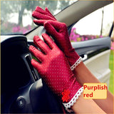 Women's Fashion Cotton Summer Gloves Lace Patchwork Gloves Anti-skid Sun Protection Driving Short Thin Gloves Dot Women Gloves