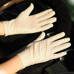 1Pair Dots Women Sunscreen Gloves Summer Spring Spandex Gloves Anti-UV Short Driving Glove High Elastic Thin Etiquette Glove