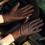 1Pair Dots Women Sunscreen Gloves Summer Spring Spandex Gloves Anti-UV Short Driving Glove High Elastic Thin Etiquette Glove