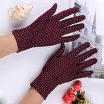 1Pair Dots Women Sunscreen Gloves Summer Spring Spandex Gloves Anti-UV Short Driving Glove High Elastic Thin Etiquette Glove